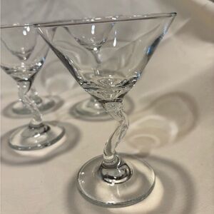 Libbey Clear Twisted Stem Martini Glasses set of 4